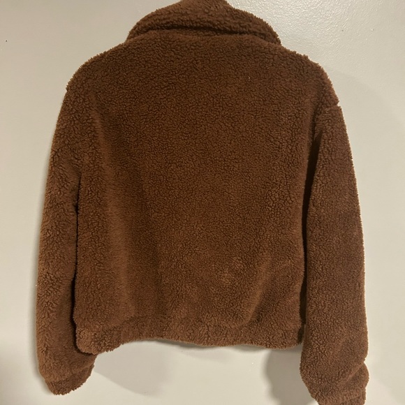 Urban Outfitters Brown Teddy Sherpa Jacket Woman’s M - Picture 4 of 7